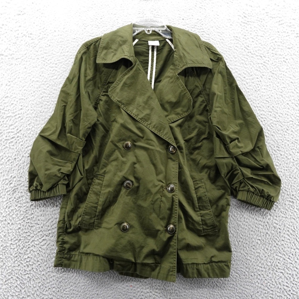 Cabi 5478 Olive Green Double Breasted 3/4 Sleeve Trench Jacket Women Small‎